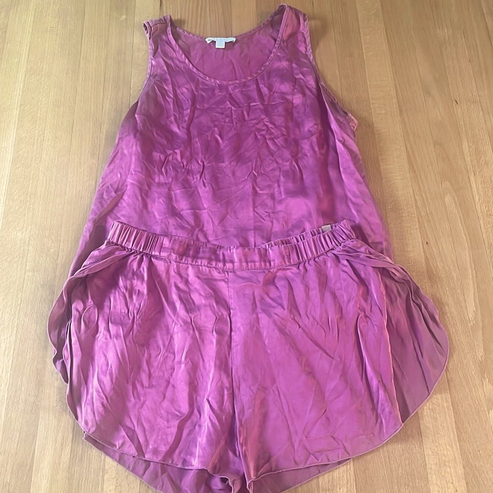 Lunya Women's Pink Silk Pajama Set